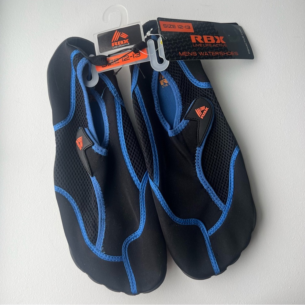 RBX Men's Black and Blue Water Shoes